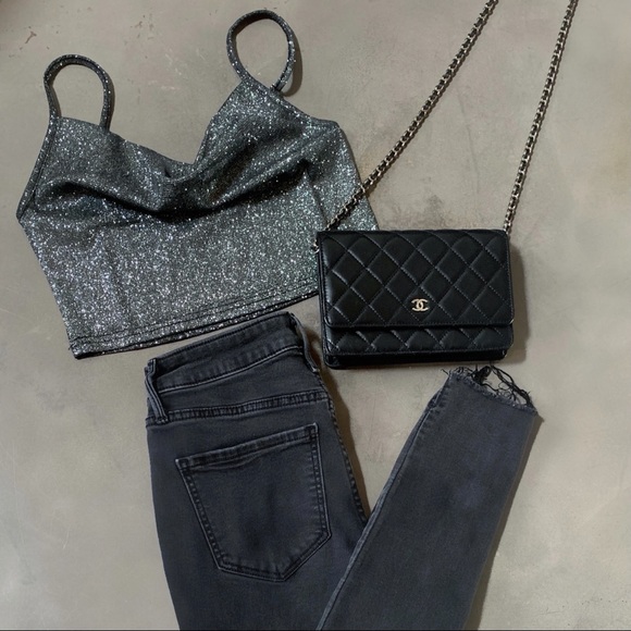 LAST ONE! mariposa | sparkly cowl neck crop top - Picture 5 of 6